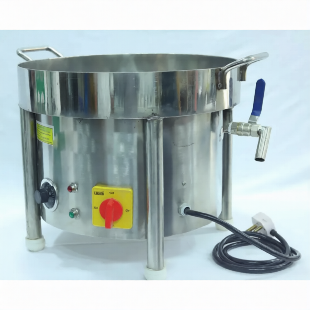 Electric Operated  SS Flat Kadhai, 3kw Power with Oil Draining Tap for Jalebi and Ghevar Making thumbnail 2