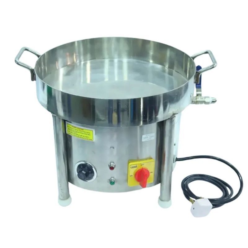 Electric Operated  SS Flat Kadhai, 3kw Power with Oil Draining Tap for Jalebi and Ghevar Making image