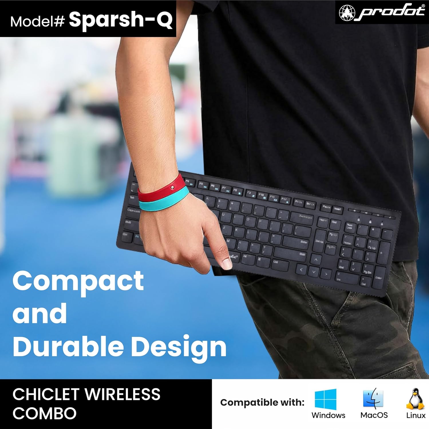 Prodot Sparsh Quad Wireless Chicklet Keyboard and Mouse Combo I Plug & Play I Adjustable 800-1600 DPI I 10M Keystrokes I Spill Resistant I 2.4Ghz 10m Range I Works with Windows, iOS, Linux thumbnail 3