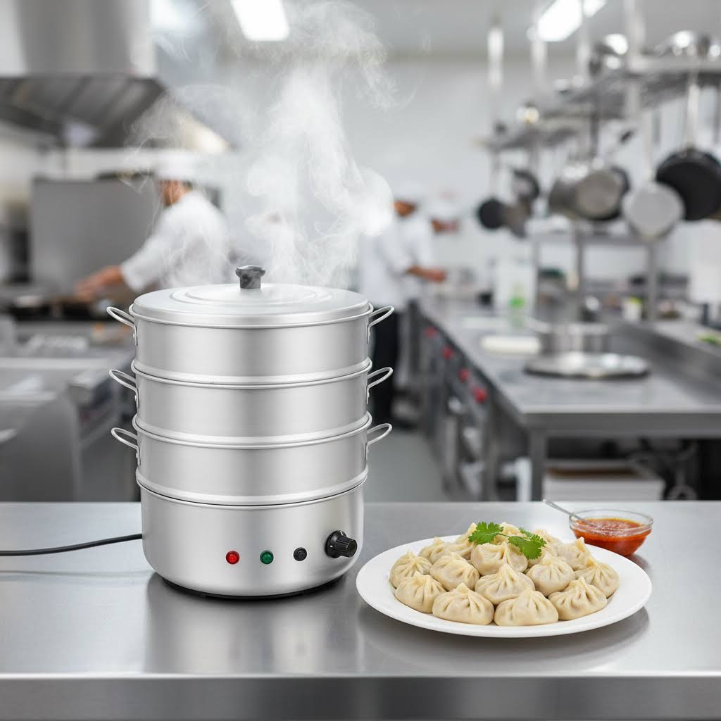 Electric Operated 3 Tier Momo, Rice, Corn Steamer For Commercial Use ( Power 2 KW) thumbnail 2
